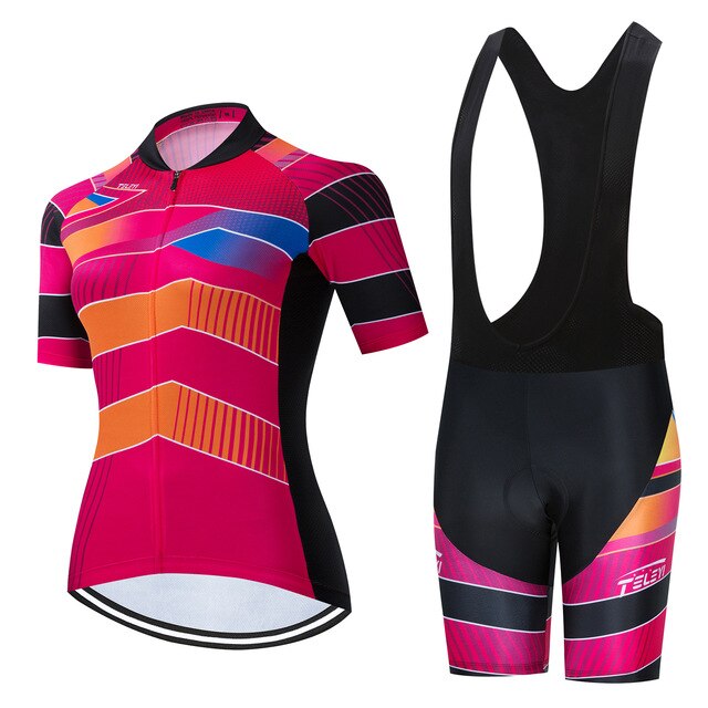 Fashion Lady Cycling Clothing Summer Short Sleeve Jersey Set - forbicycle